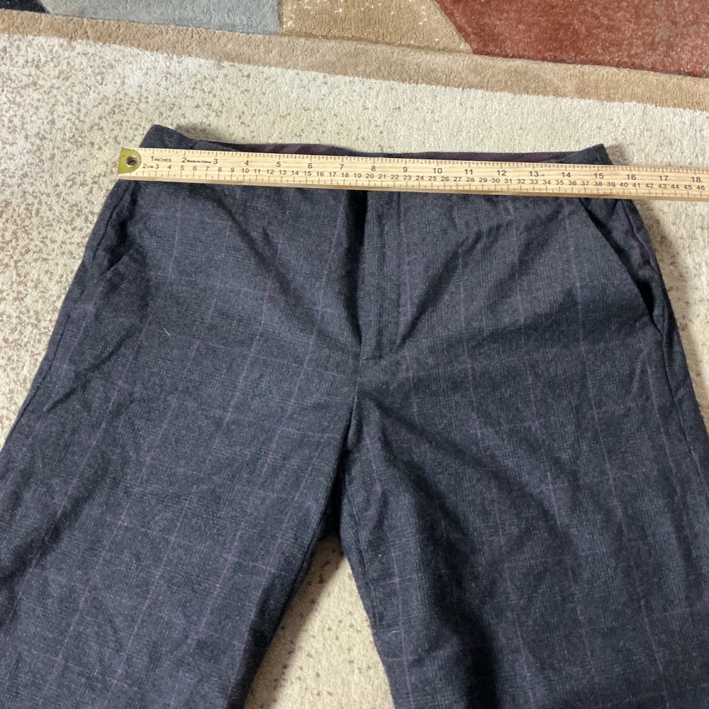 Banana Republic Martin Plaid Wool Trousers Women 6 Gray Purple Wide Leg Pants - Picture 4 of 8